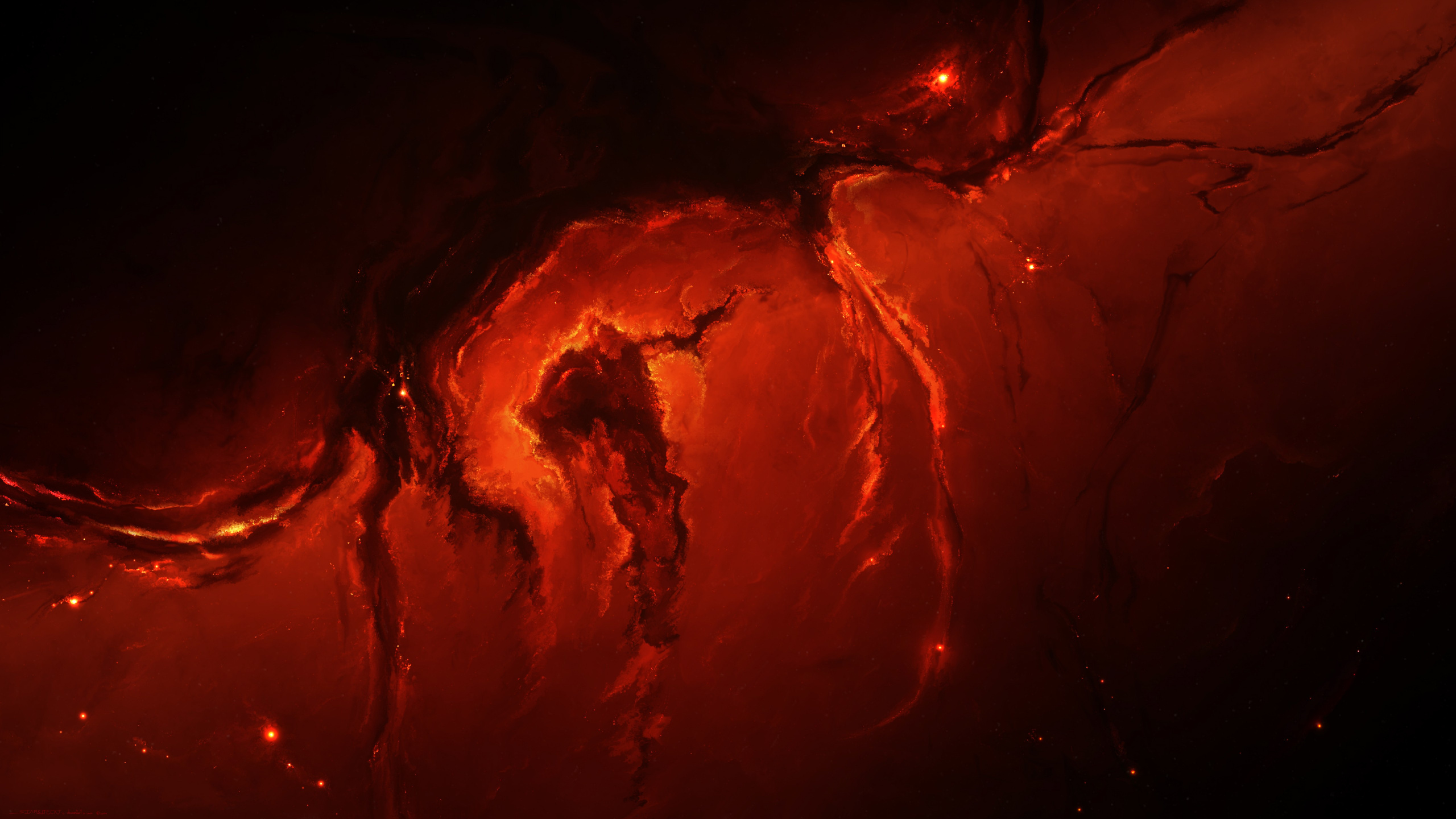 Peinture Abstraite Rouge et Noire. Wallpaper in 2560x1440 Resolution