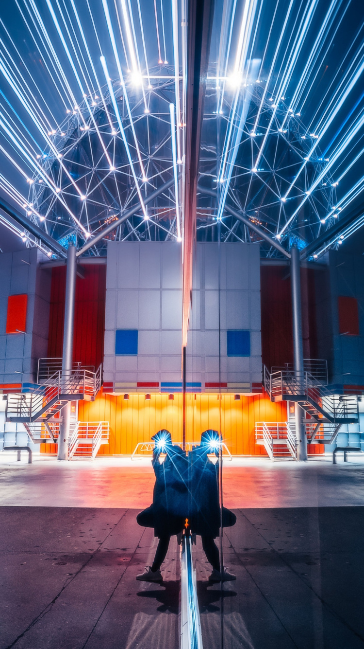 Luz, Espejo, Bola de Disco, Bombilla de Luz Incandescente, Silueta. Wallpaper in 750x1334 Resolution