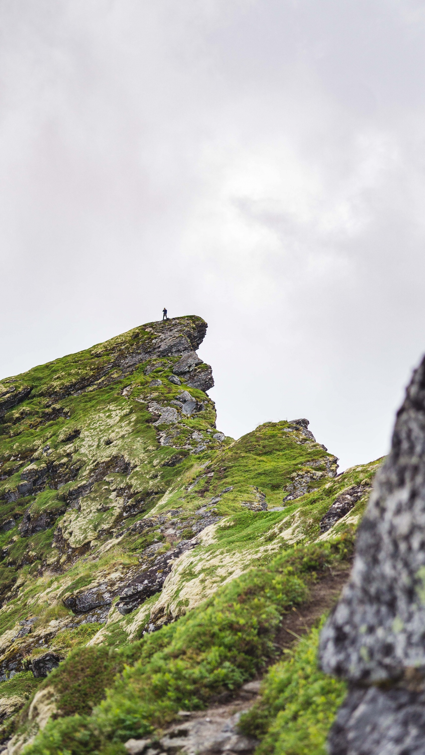 Sky, Vegetation, Mountainous Landforms, Green, Rock. Wallpaper in 1440x2560 Resolution