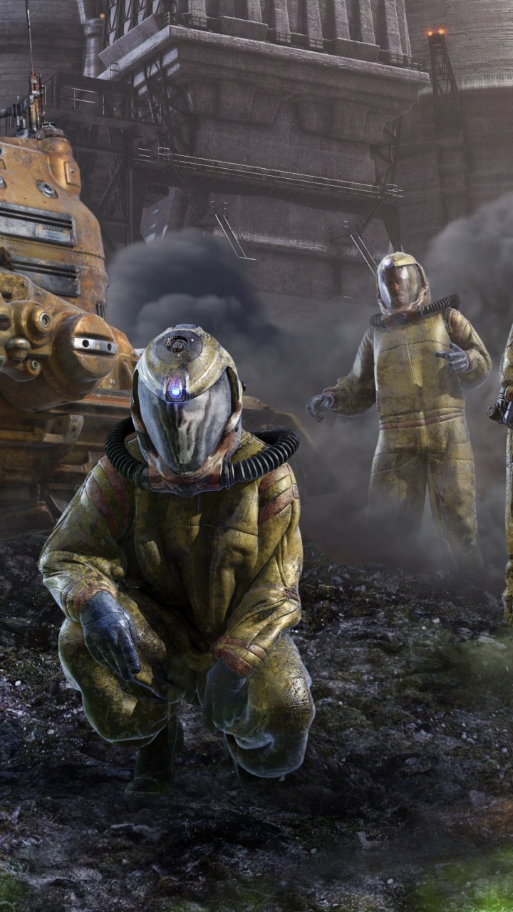 2 Männer im Schwarz-weißen Anzug Stehen Neben Braunem Kampfpanzer. Wallpaper in 720x1280 Resolution