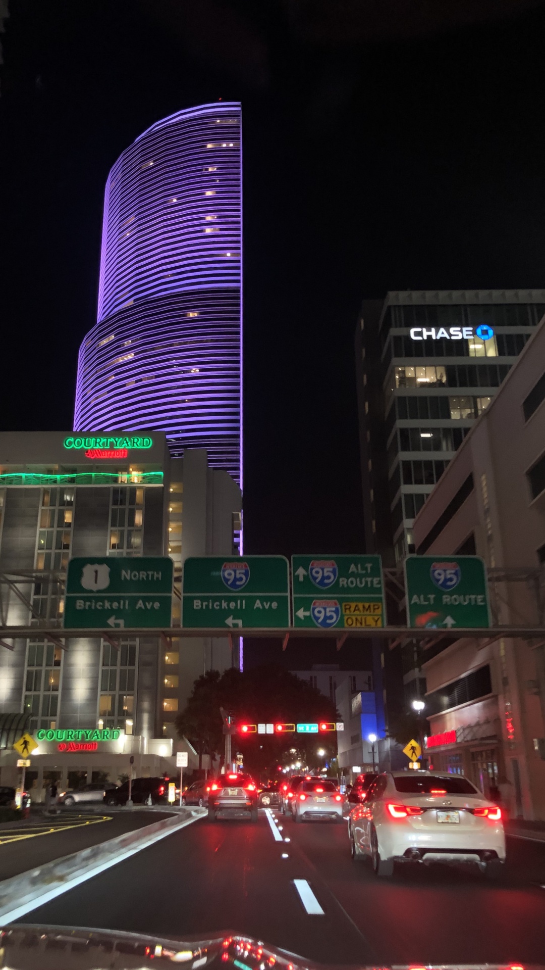 Miami, Nuit, Route, Infrastructure, Métropole. Wallpaper in 1080x1920 Resolution