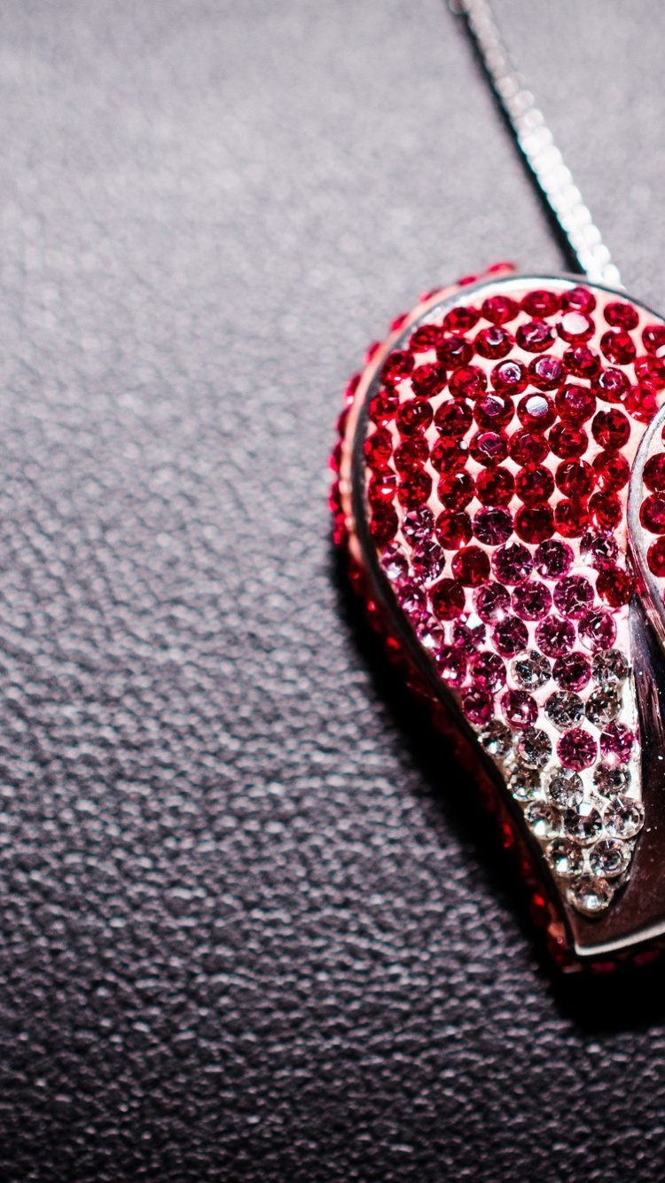 Jewellery, Pendant, Heart, Necklace, Red. Wallpaper in 750x1334 Resolution