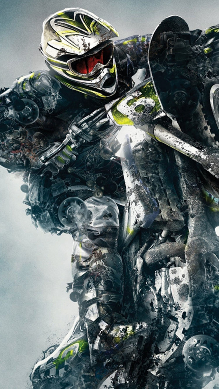 L'homme au Casque Noir Équitation Motocross Dirt Bike. Wallpaper in 750x1334 Resolution