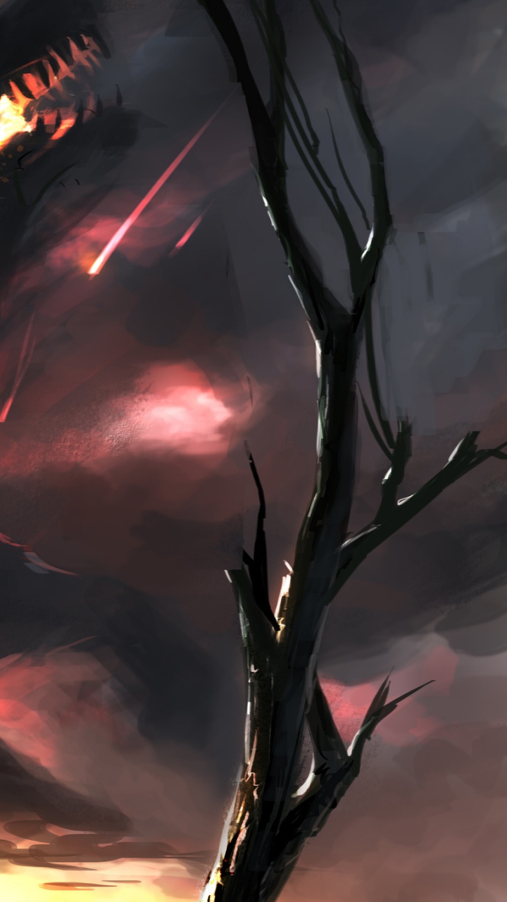 Coup de Foudre Sur le Terrain D'herbe Verte Pendant la Nuit. Wallpaper in 720x1280 Resolution