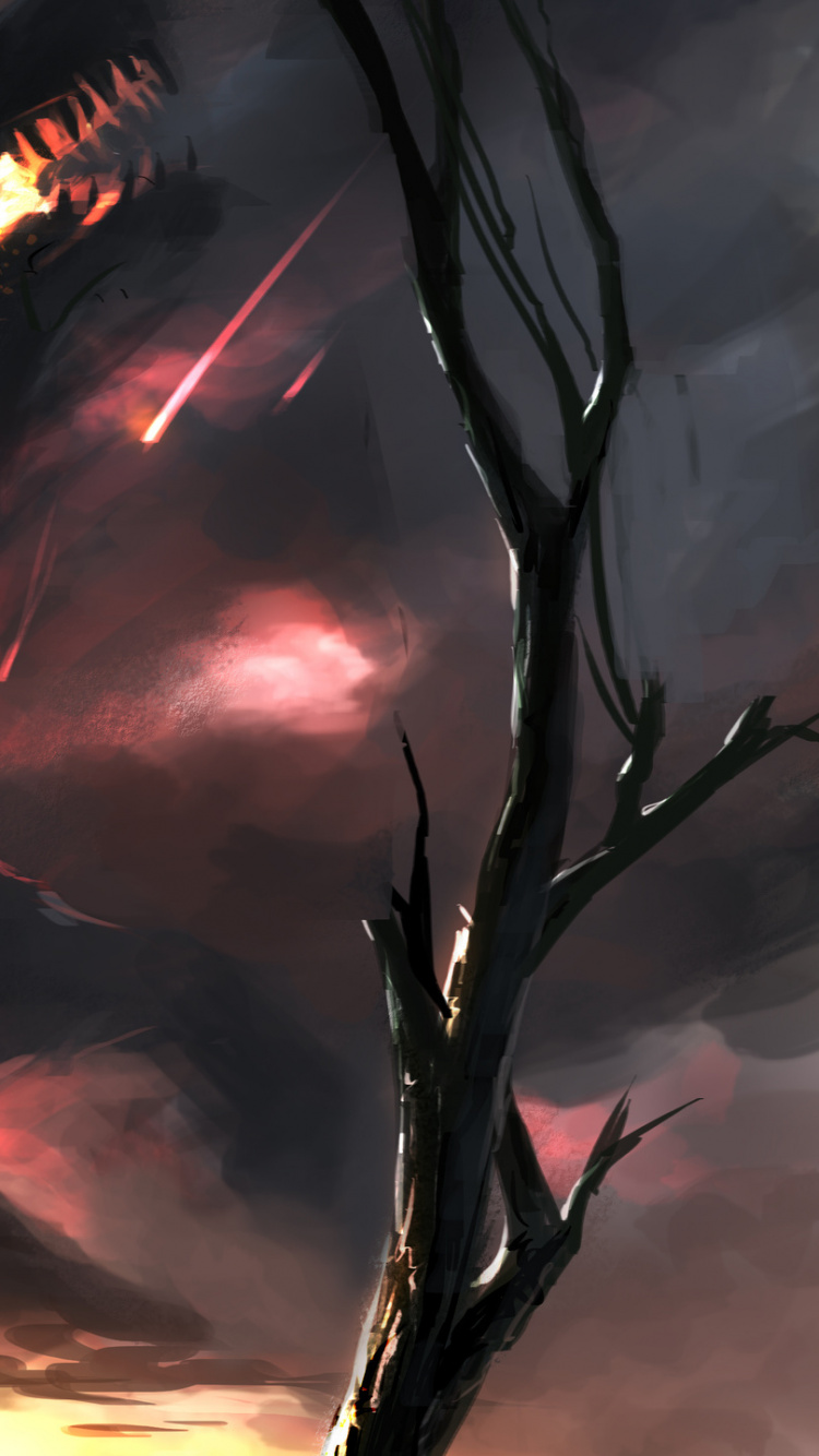 Coup de Foudre Sur le Terrain D'herbe Verte Pendant la Nuit. Wallpaper in 750x1334 Resolution