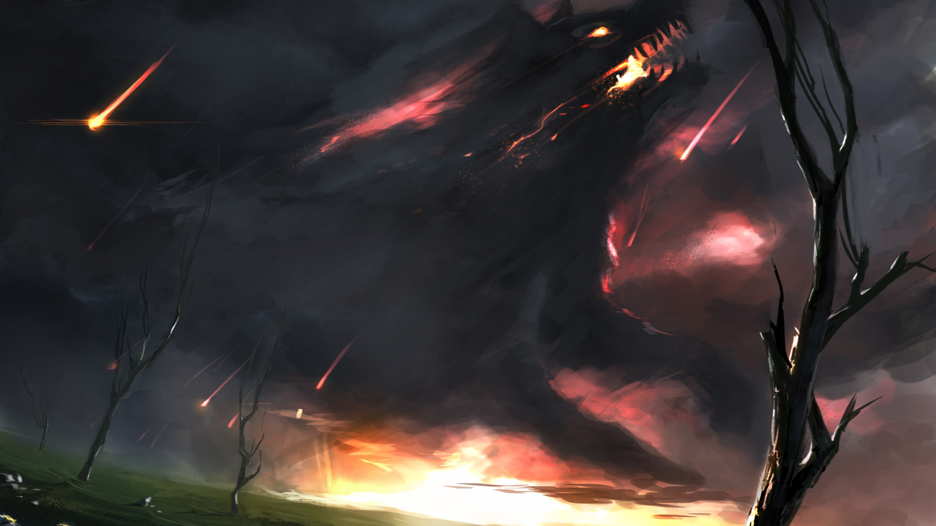 Lightning Strike on Green Grass Field During Night Time. Wallpaper in 1920x1080 Resolution