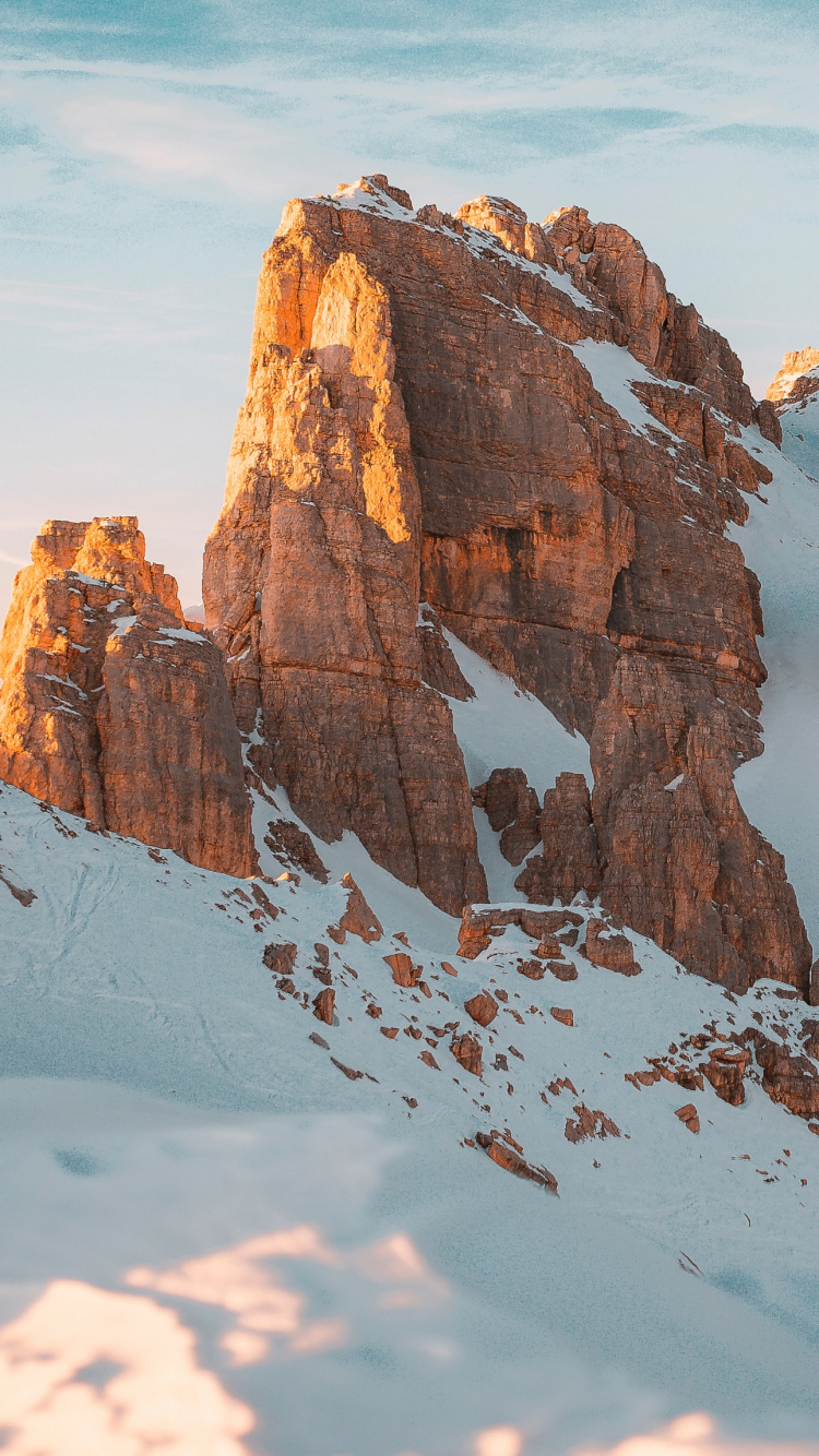 Mountain, Ios 16, Snow, Cloud, Natural Landscape. Wallpaper in 750x1334 Resolution