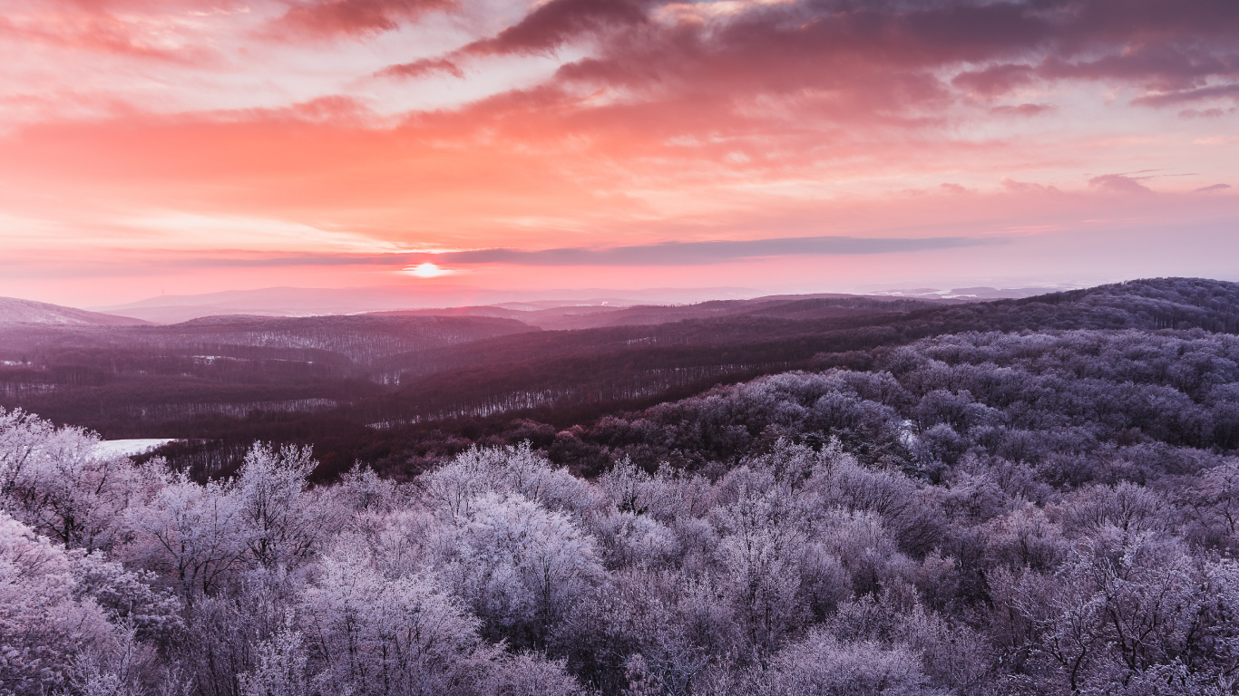 Paysage Naturel, Nature, Horizon, Purple, Pink. Wallpaper in 1366x768 Resolution