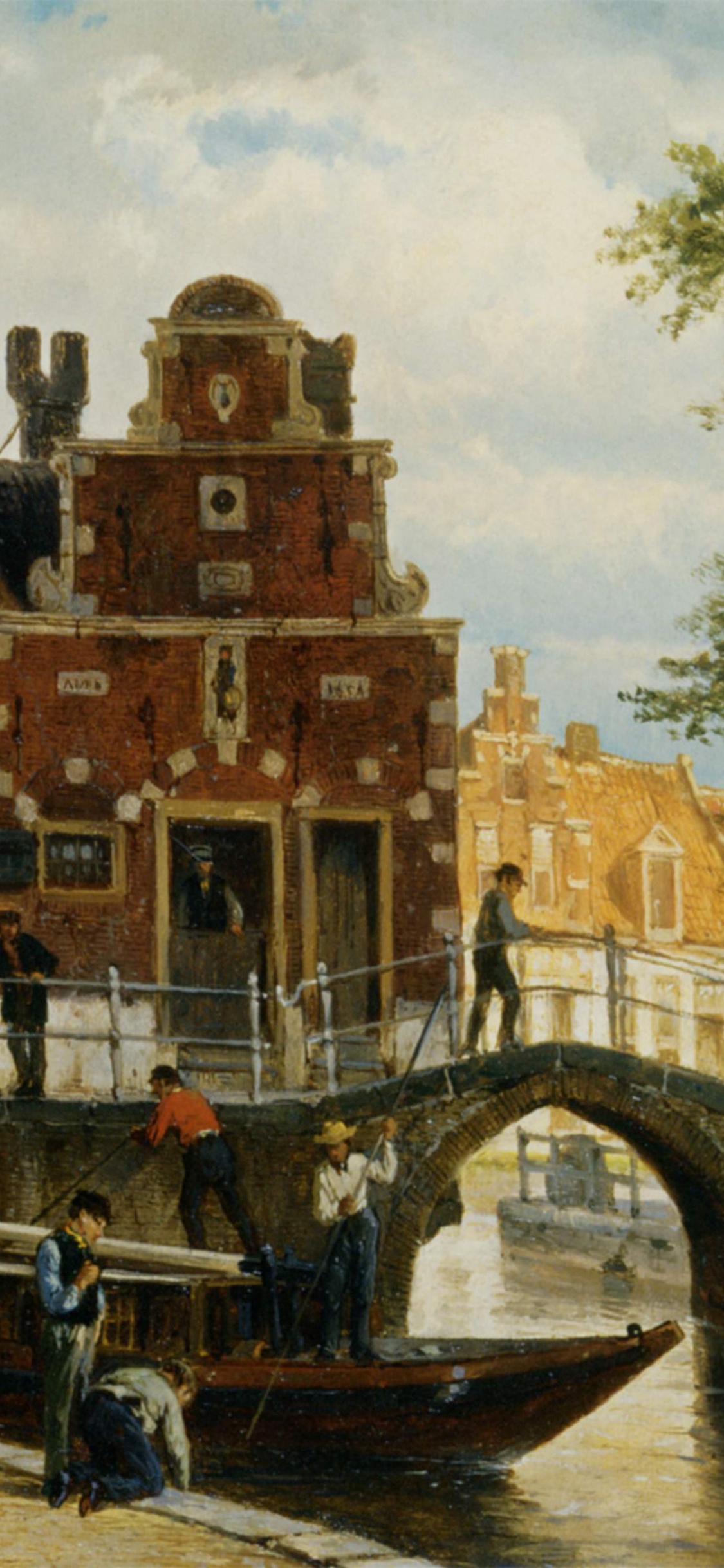 Personnes Marchant Sur un Pont Près D'un Bâtiment en Béton Brun Pendant la Journée. Wallpaper in 1125x2436 Resolution