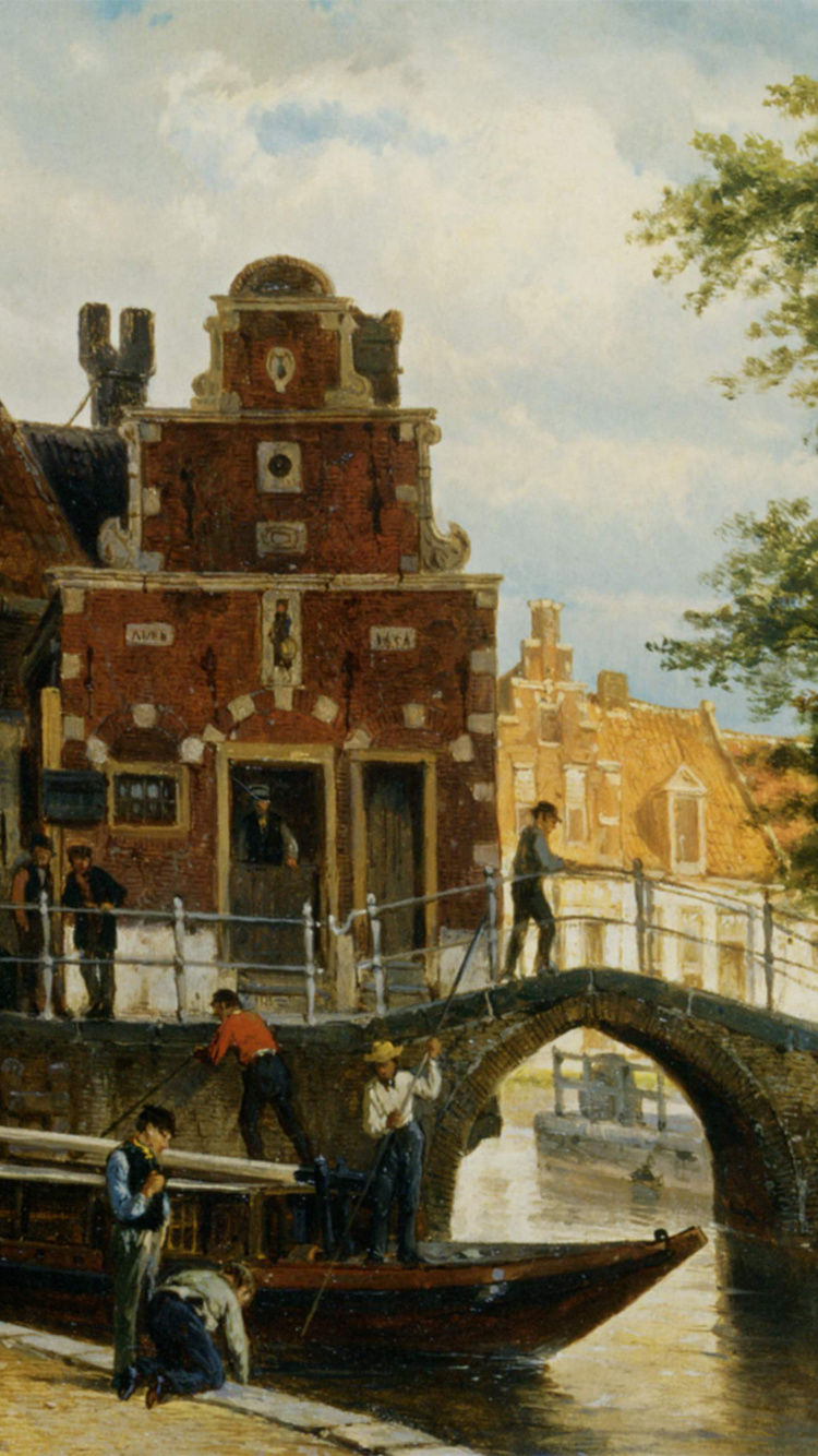 People Walking on Bridge Near Brown Concrete Building During Daytime. Wallpaper in 750x1334 Resolution