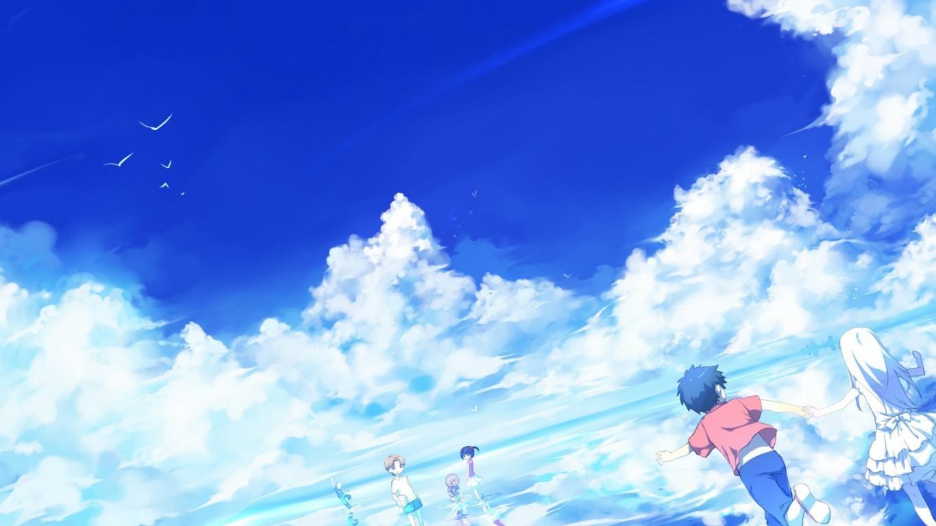 Jinta Yadomi, 气氛, 积云, 能源, 阳光 壁纸 1366x768 允许