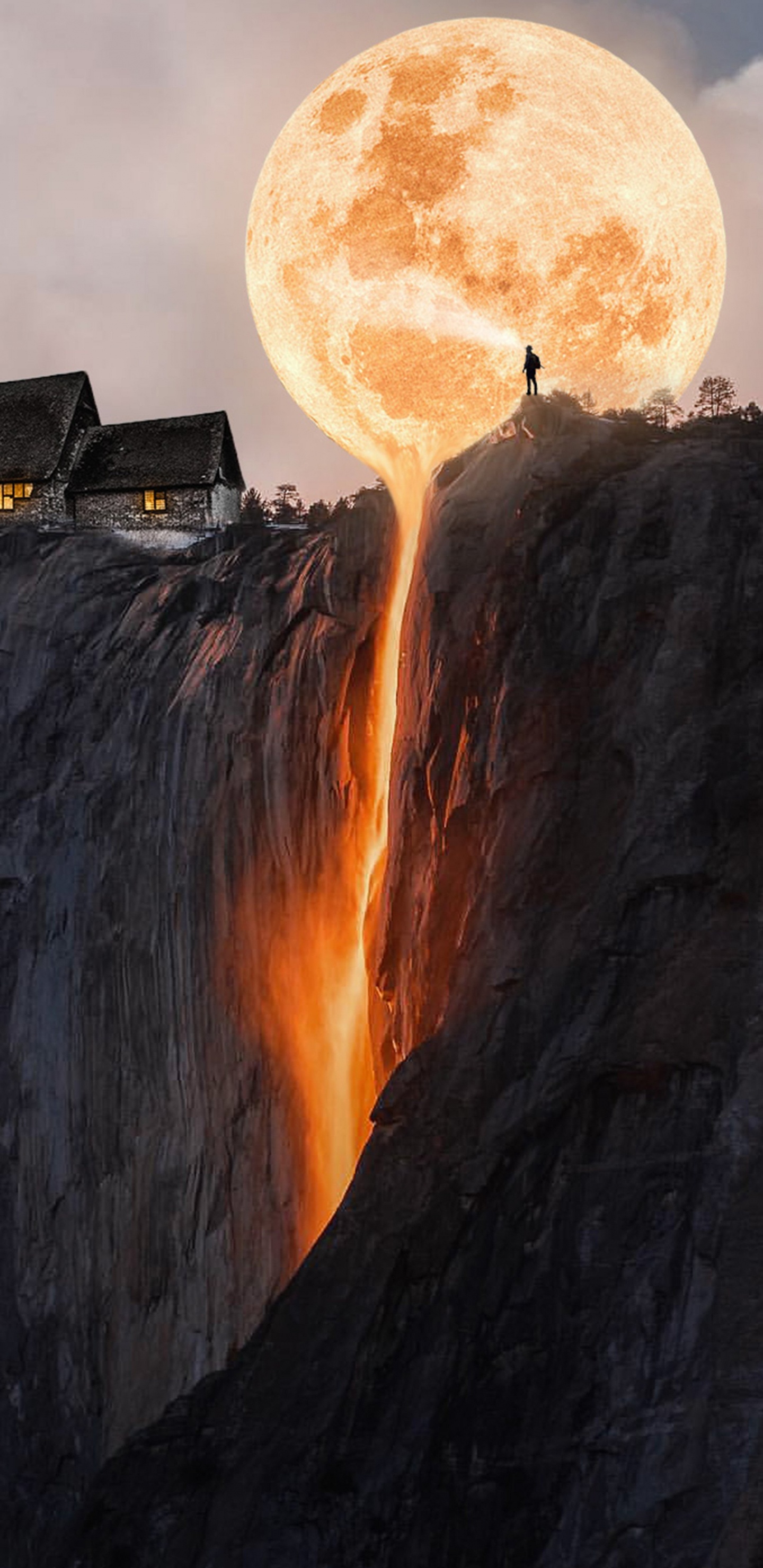 Fire Moon. Wallpaper in 1440x2960 Resolution