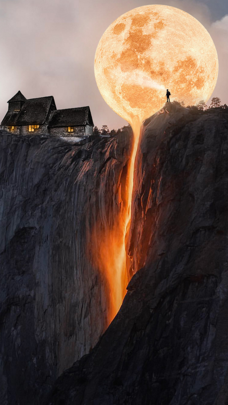 Fire Moon. Wallpaper in 750x1334 Resolution