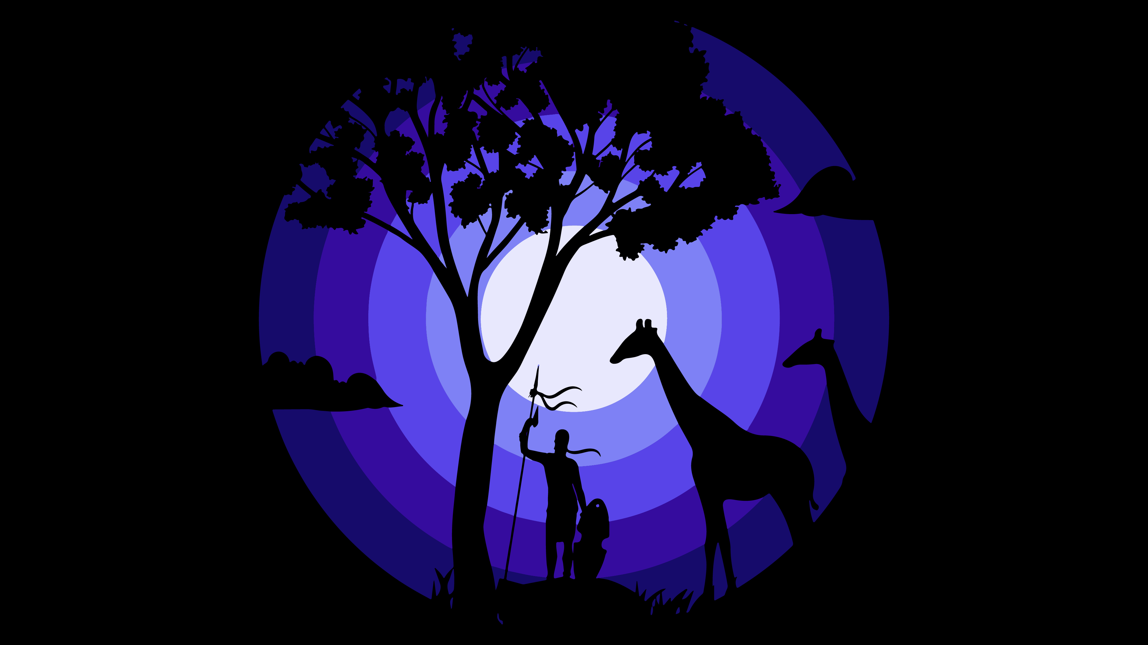 Amoled, le Travail de L'art, Conception, Silhouette, Purple. Wallpaper in 3840x2160 Resolution