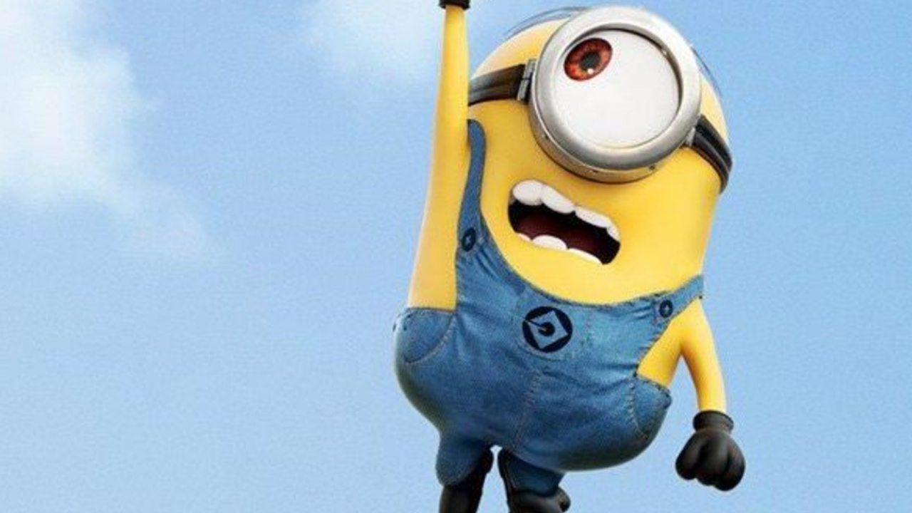 Minion Amarillo y Azul Sosteniendo Paraguas. Wallpaper in 1280x720 Resolution