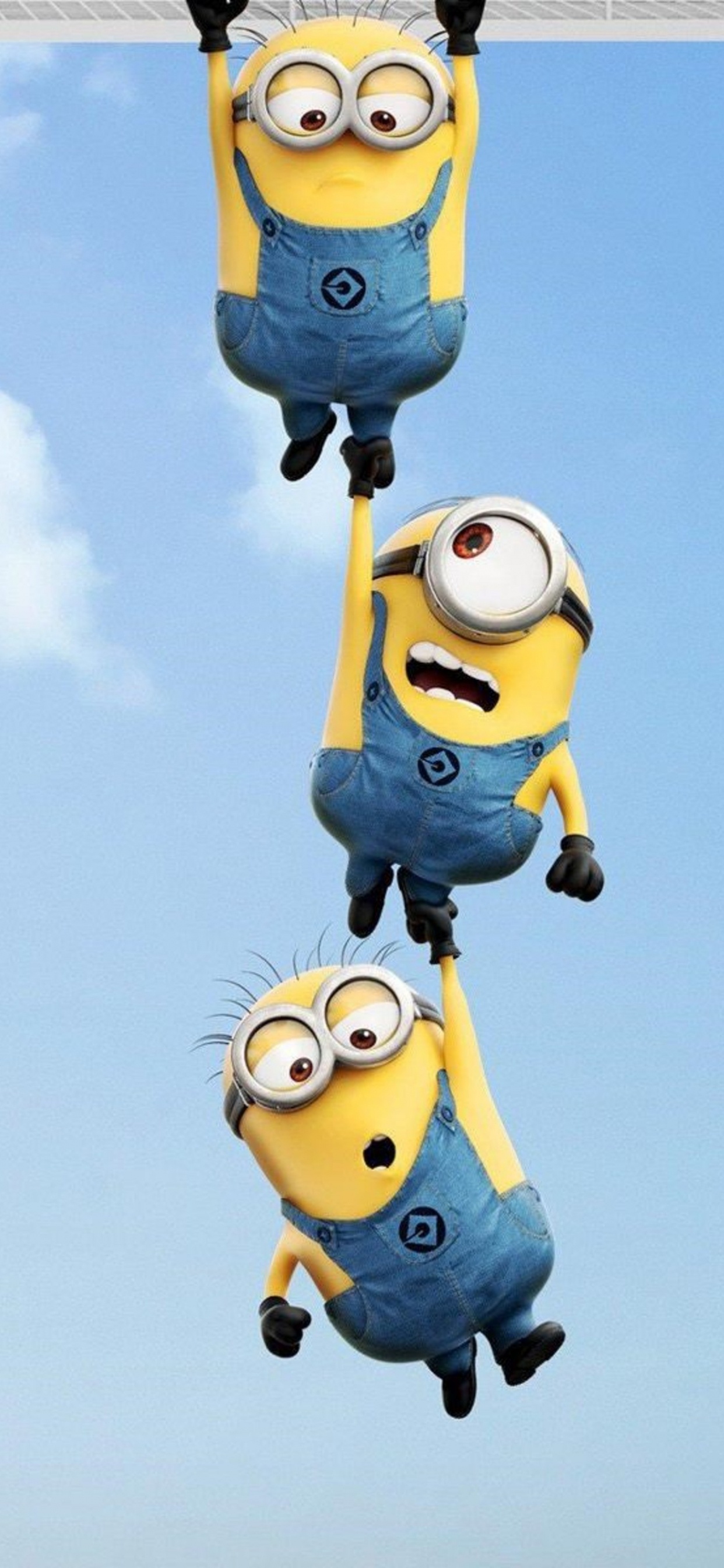 Minion Jaune et Bleu Tenant un Parapluie. Wallpaper in 1242x2688 Resolution