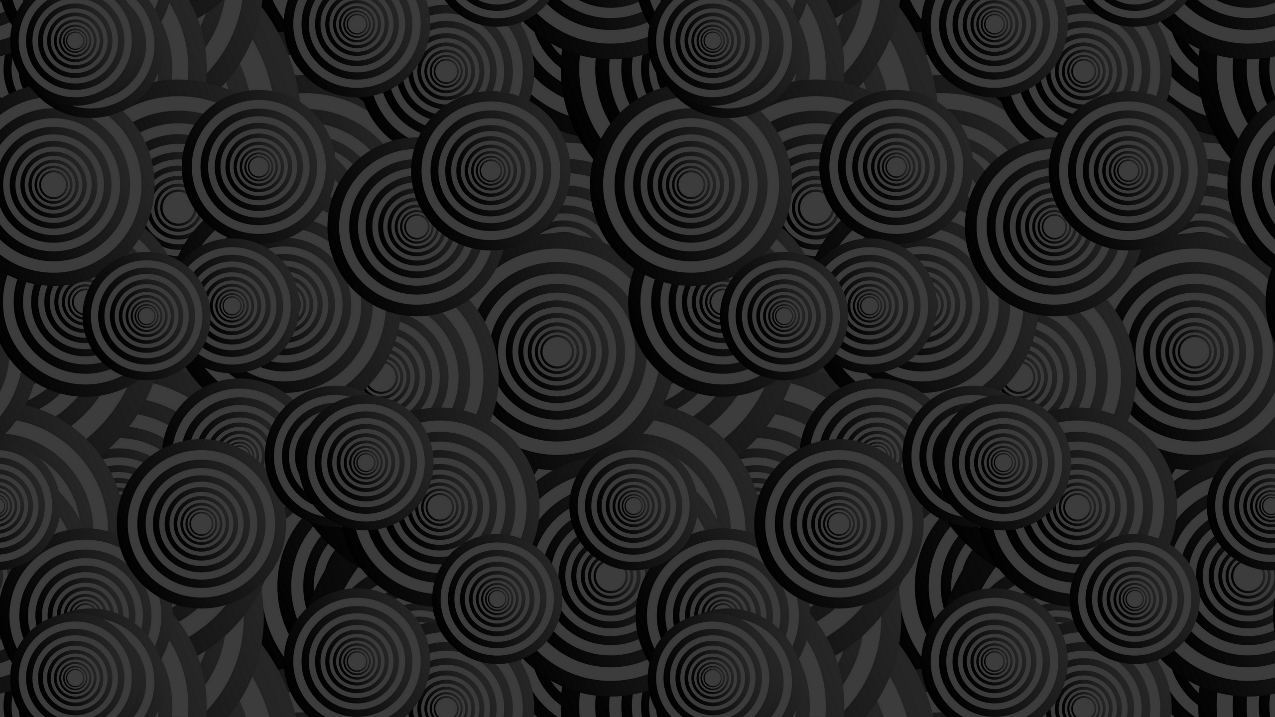 黑色的, 圆圈, 对称, 黑色和白色的, 3d 壁纸 2560x1440 允许