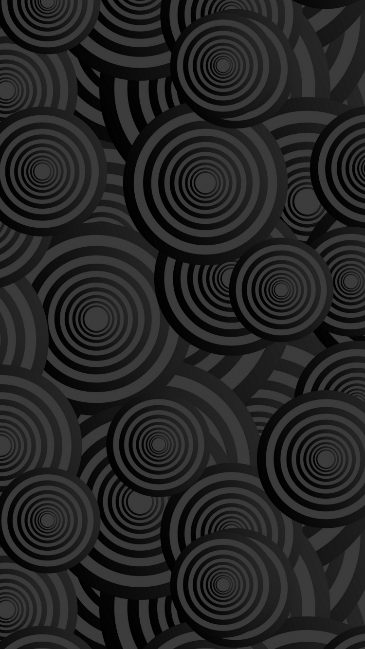 黑色的, 圆圈, 对称, 黑色和白色的, 3d 壁纸 750x1334 允许