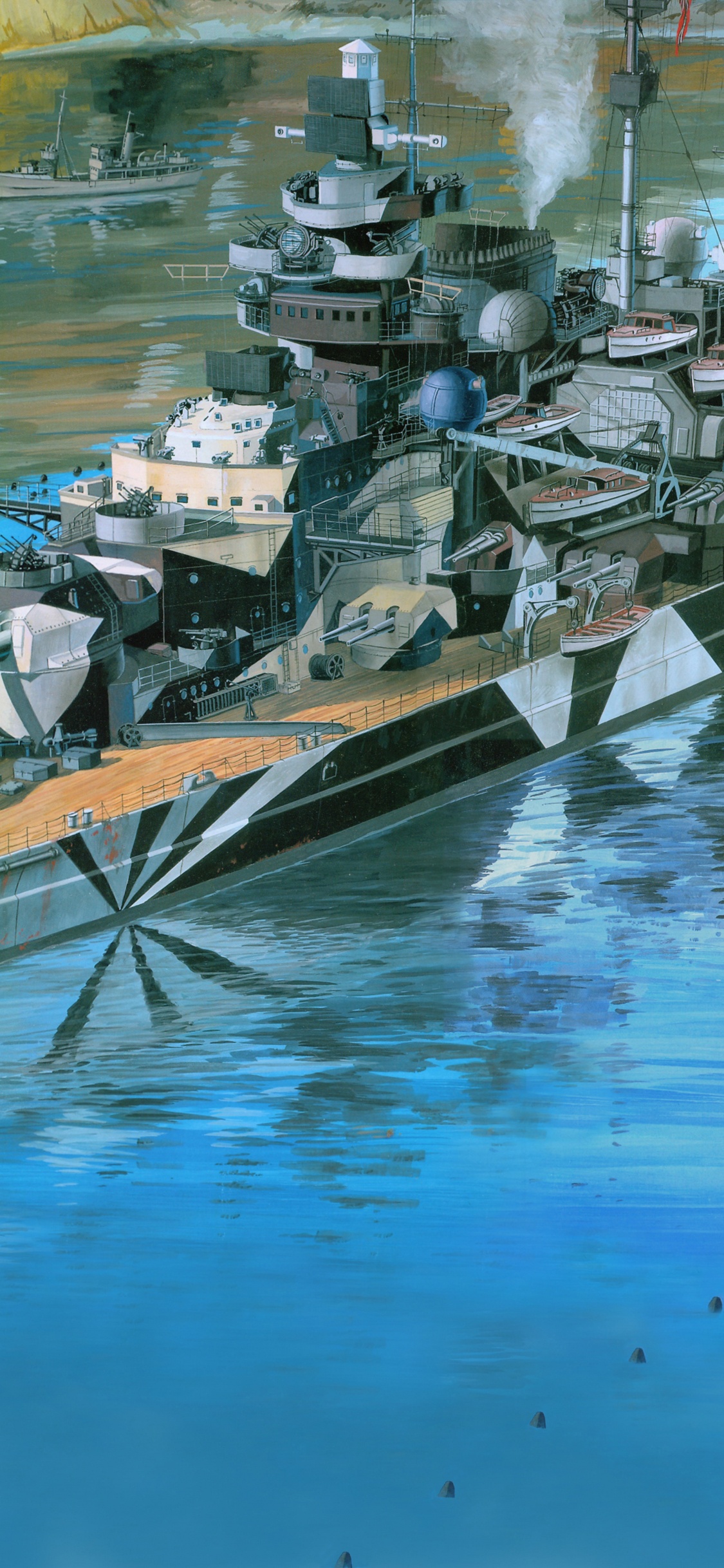Deutsches Schlachtschiff Tirpitz, Revell, Kunststoff-Modell, Deutsches Schlachtschiff Bismarck, Boot. Wallpaper in 1125x2436 Resolution