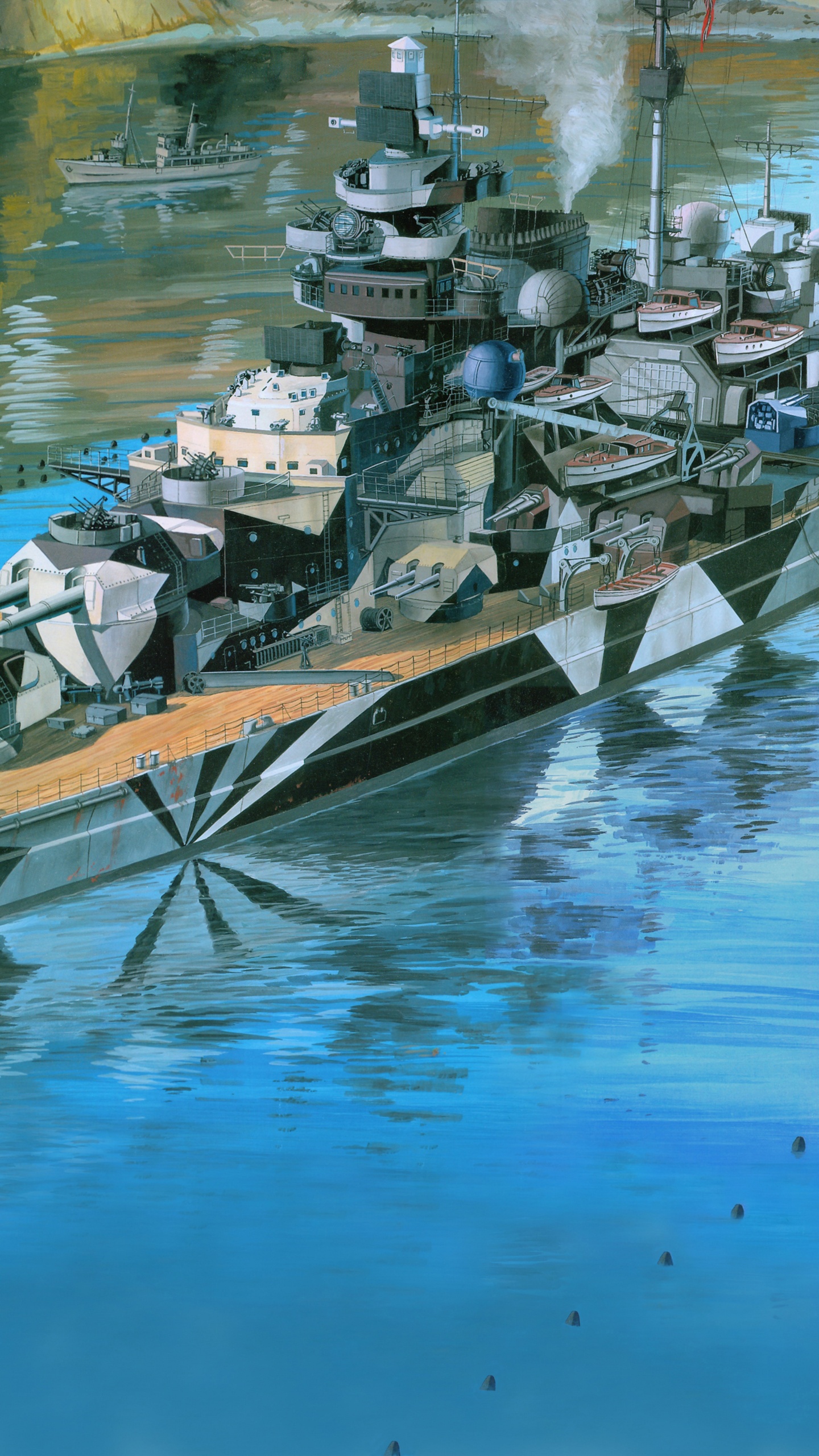 German Battleship Tirpitz, Revell, Plastic Model, German Battleship Bismarck, Boat. Wallpaper in 1440x2560 Resolution