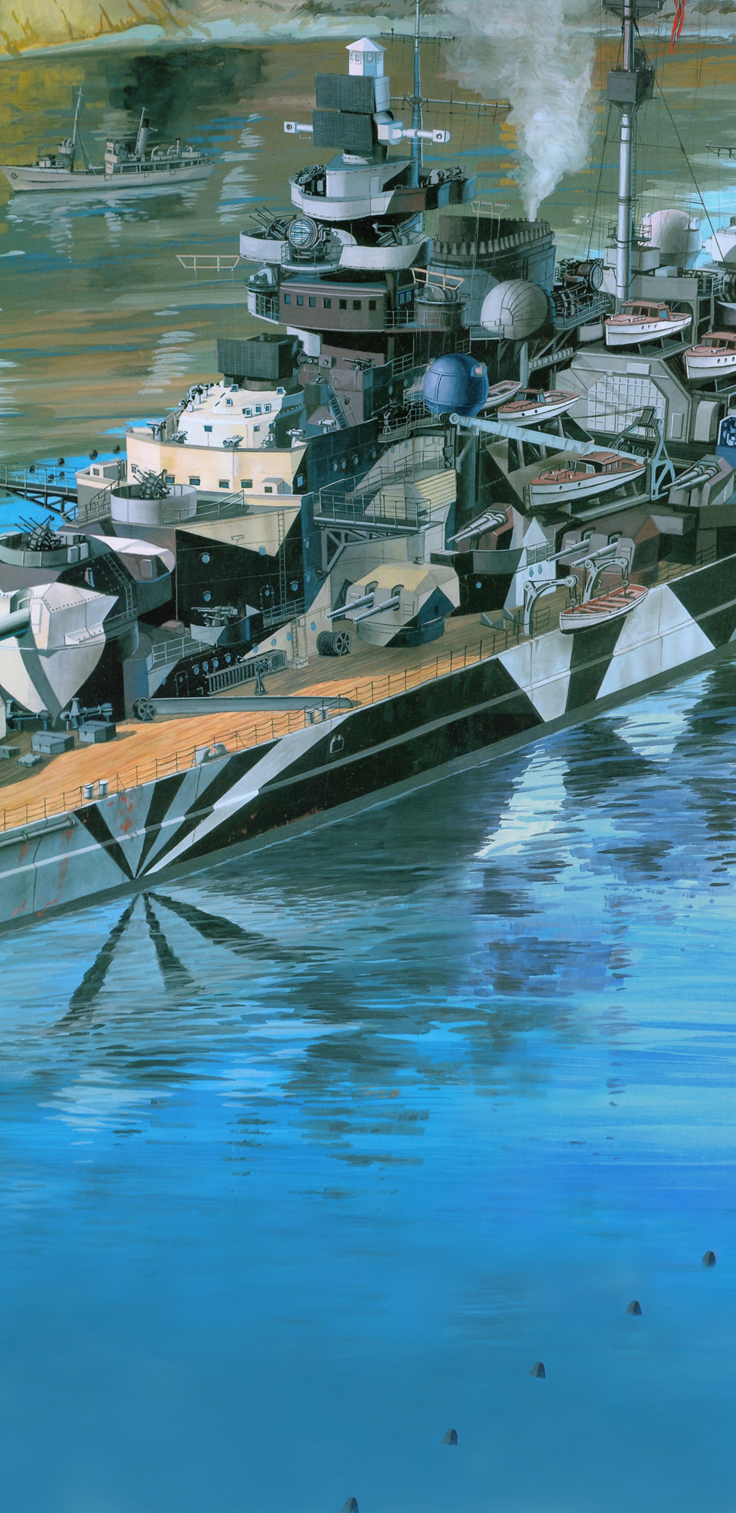 German Battleship Tirpitz, Revell, Plastic Model, German Battleship Bismarck, Boat. Wallpaper in 1440x2960 Resolution