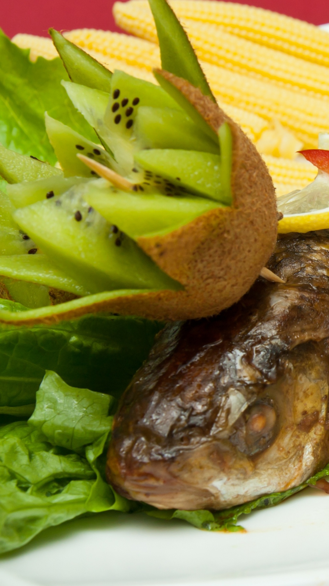 Grilled Meat With Green Vegetable on White Ceramic Plate. Wallpaper in 1080x1920 Resolution