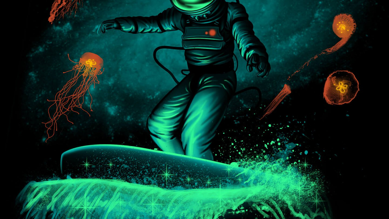 Surfeur de L'espace, Surf, Art du Surf, Espace, Affiche. Wallpaper in 1280x720 Resolution
