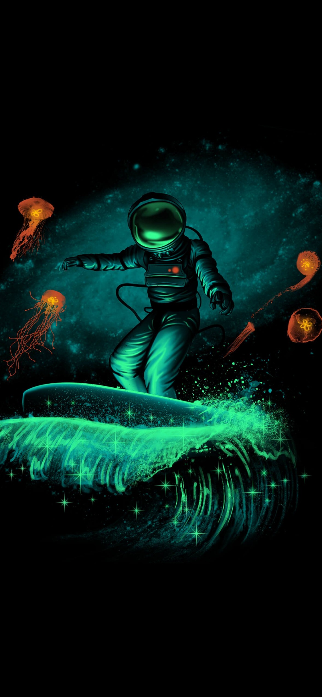 Weltraumsurfer, Windsurfen, Surf-Kunst, Raum, Poster. Wallpaper in 1125x2436 Resolution