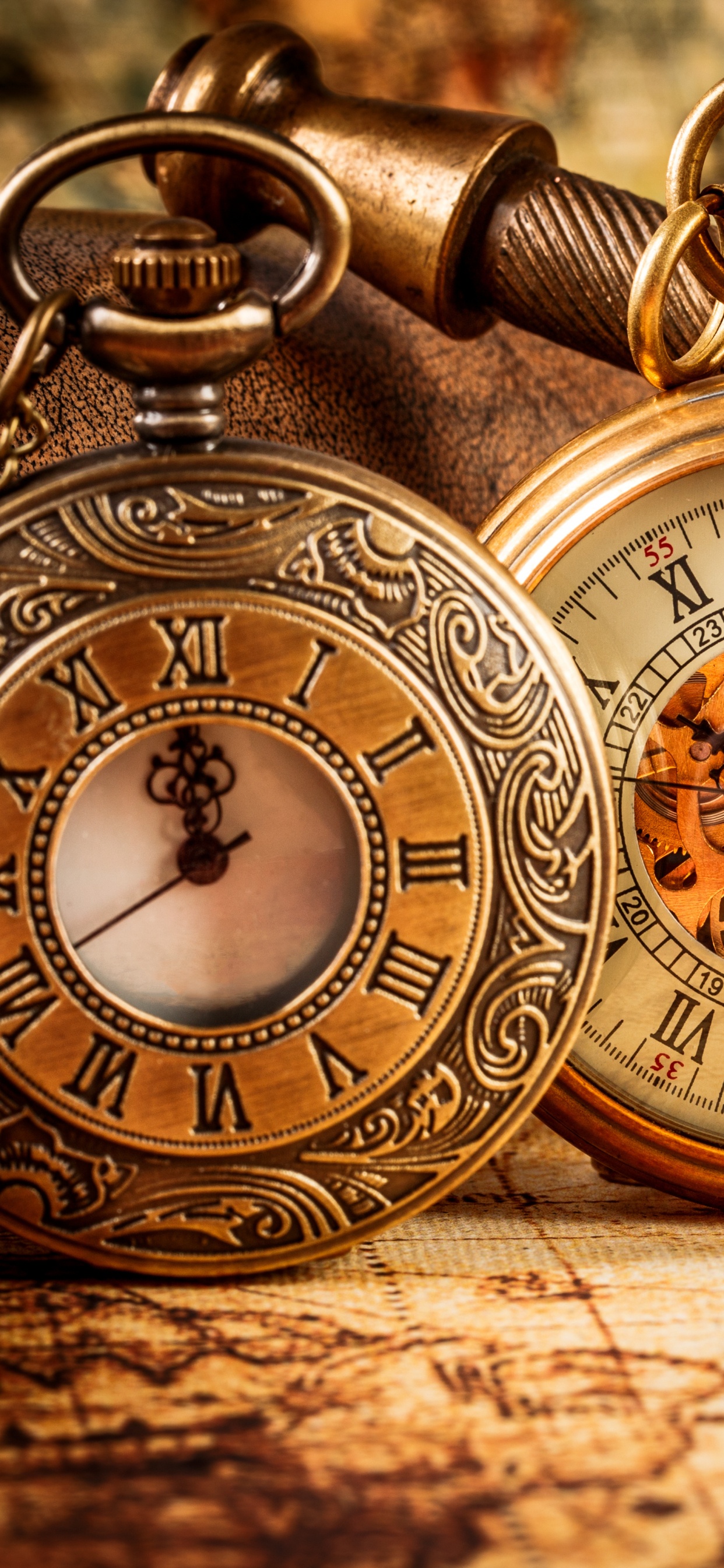 Gold and Silver Pocket Watch. Wallpaper in 1242x2688 Resolution