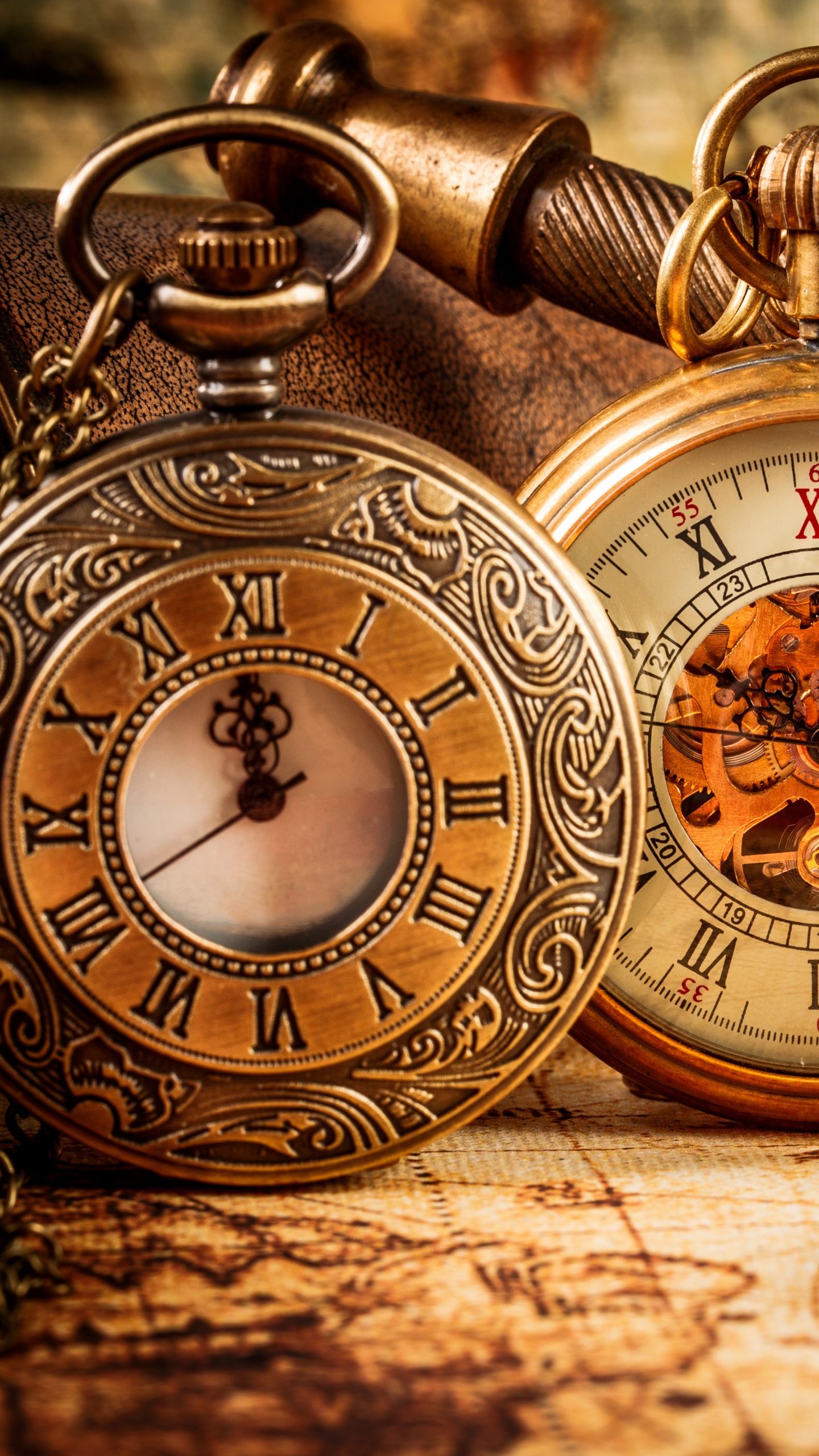 Gold and Silver Pocket Watch. Wallpaper in 1440x2560 Resolution