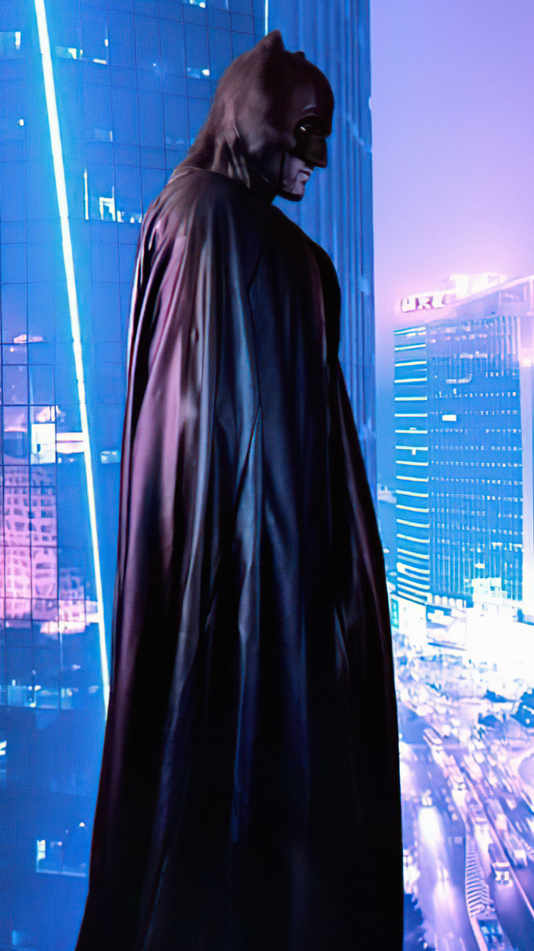 Batman, Light, Building, World, Blue. Wallpaper in 750x1334 Resolution