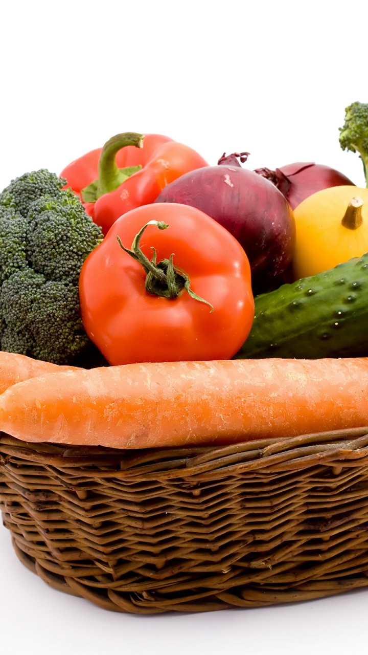 素食, 篮子里, 胡萝卜, 天然的食物, 食品 壁纸 720x1280 允许