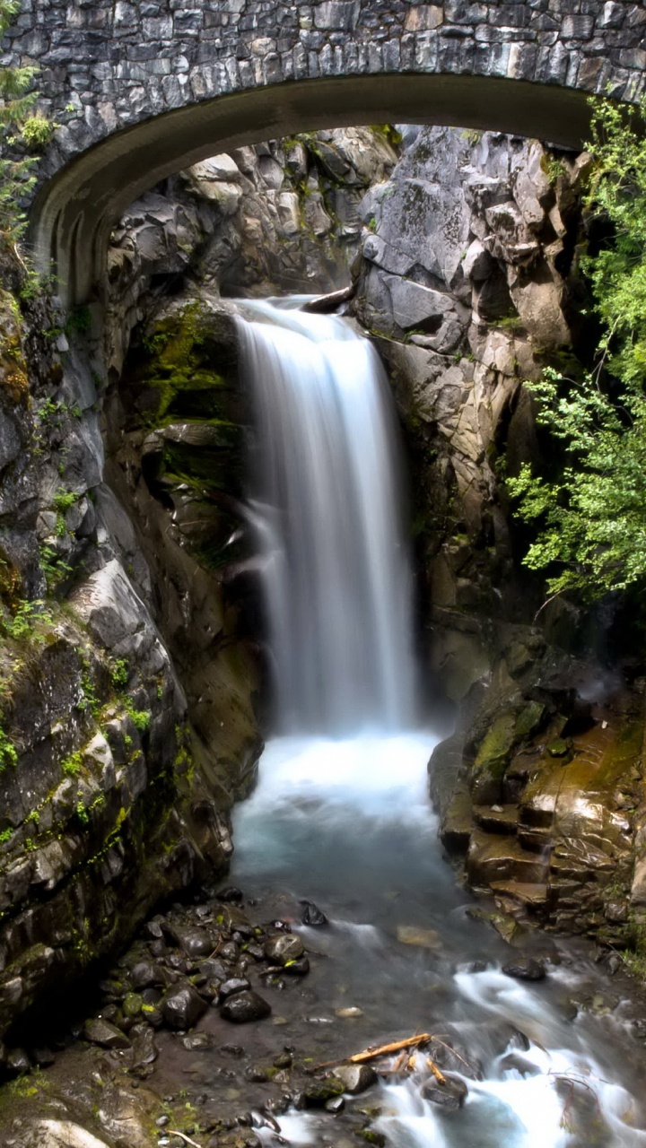 Waterfalls in The Middle of The Forest. Wallpaper in 720x1280 Resolution