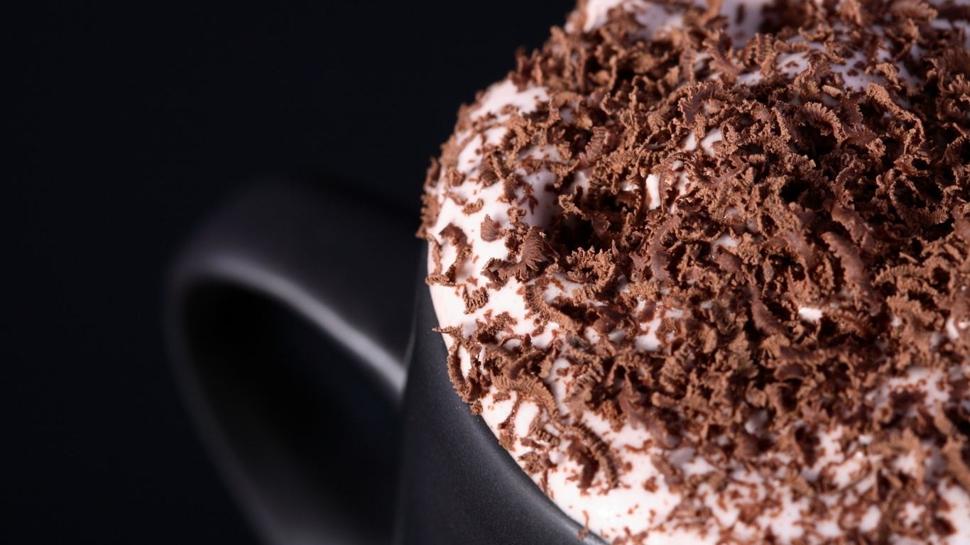 White Ceramic Mug With Brown Powder. Wallpaper in 1366x768 Resolution