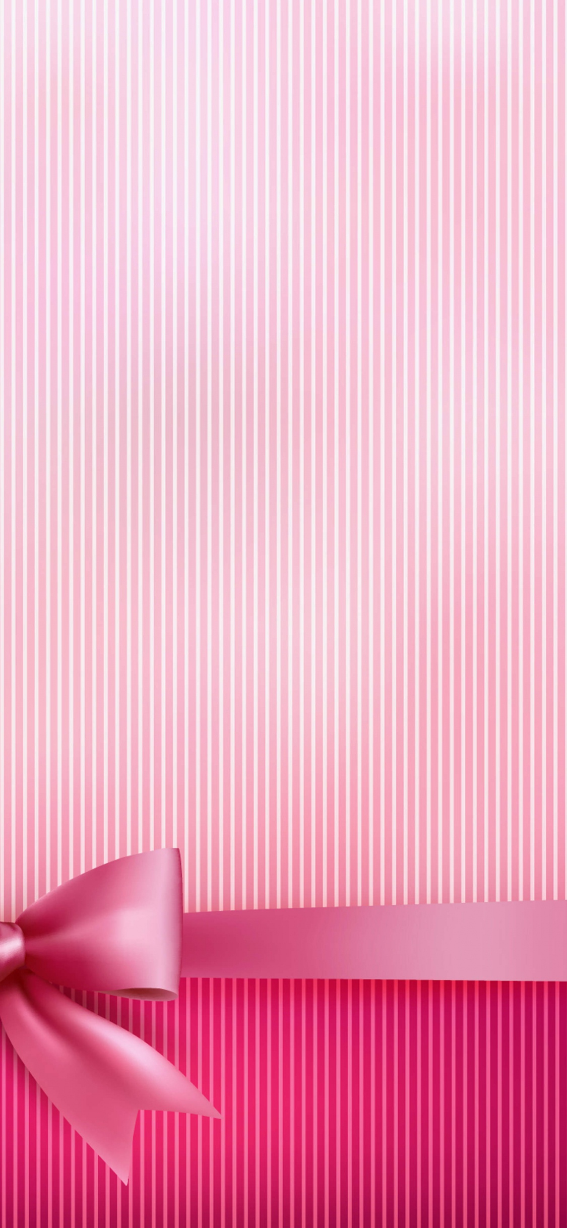 Pink and White Striped Ribbon. Wallpaper in 1125x2436 Resolution