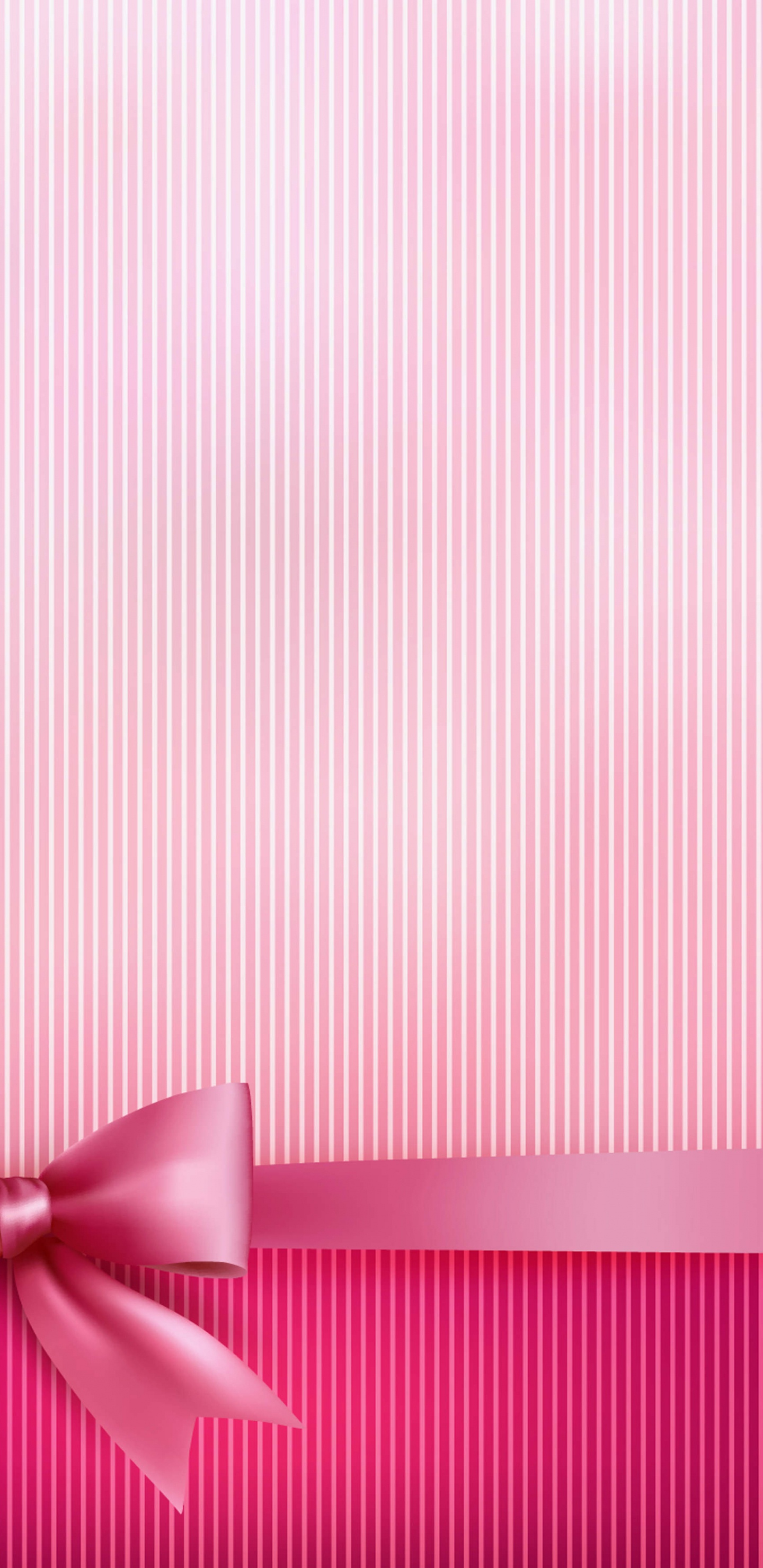 Ruban Rayé Rose et Blanc. Wallpaper in 1440x2960 Resolution