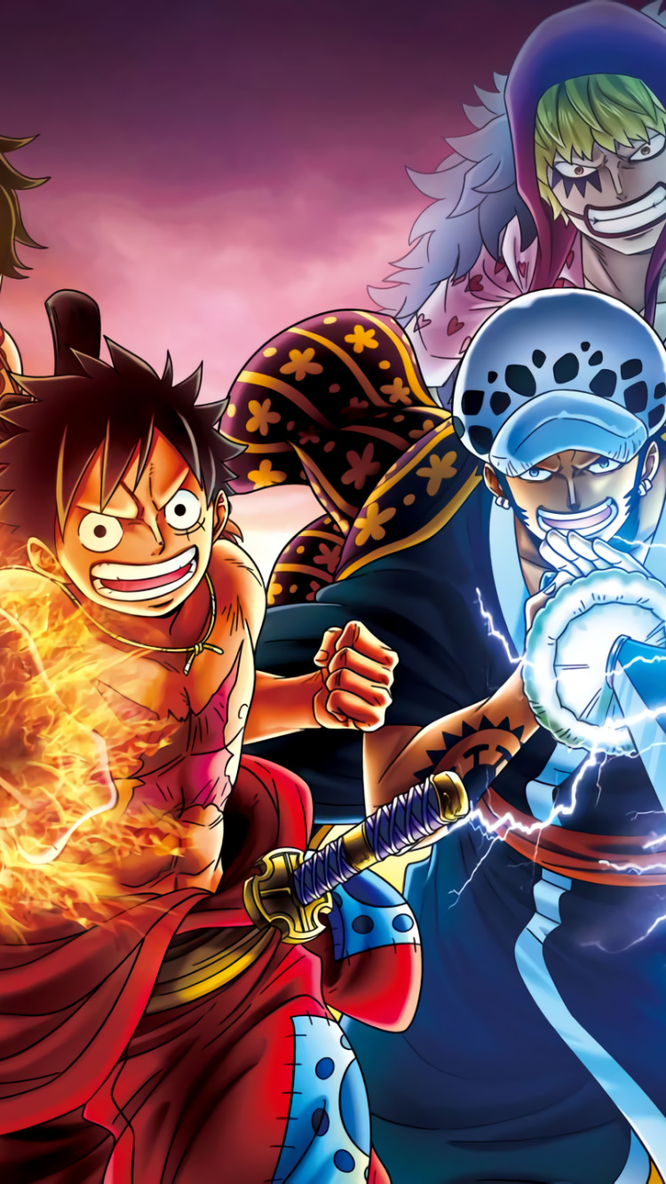 One Piece, Trafalgar D.Water Law, Shanks, Jimbéi, Roronoa Zoro. Wallpaper in 750x1334 Resolution