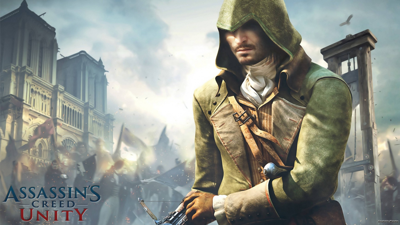 Assassins Creed Unity, Arno Dorian, Juego de Pc, Asesino, Ezio Auditore. Wallpaper in 1366x768 Resolution