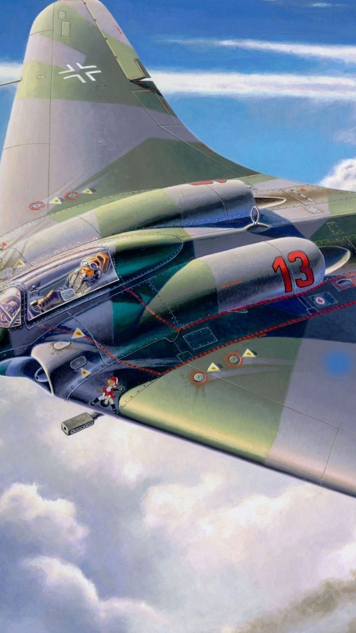 Avion à Réaction Bleu et Jaune Volant Sous Des Nuages Blancs Pendant la Journée. Wallpaper in 720x1280 Resolution