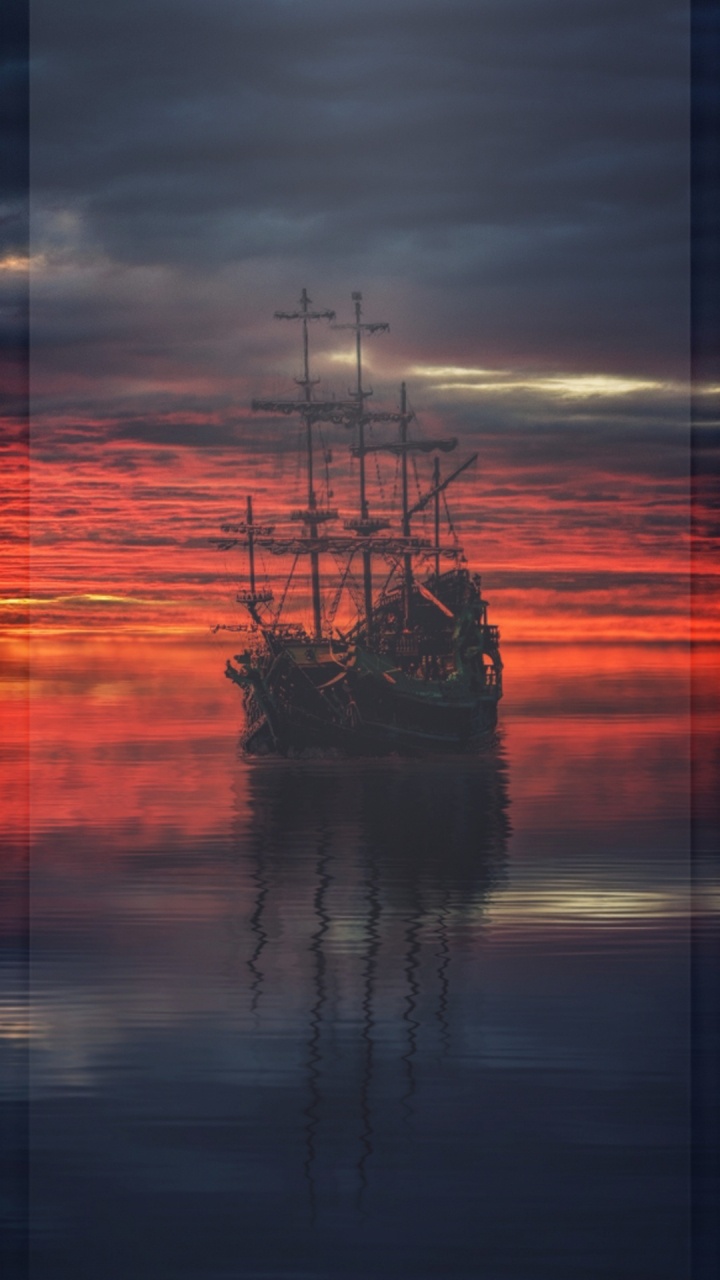 Calme, Eau, Bateau, Motomarine, Afterglow. Wallpaper in 720x1280 Resolution