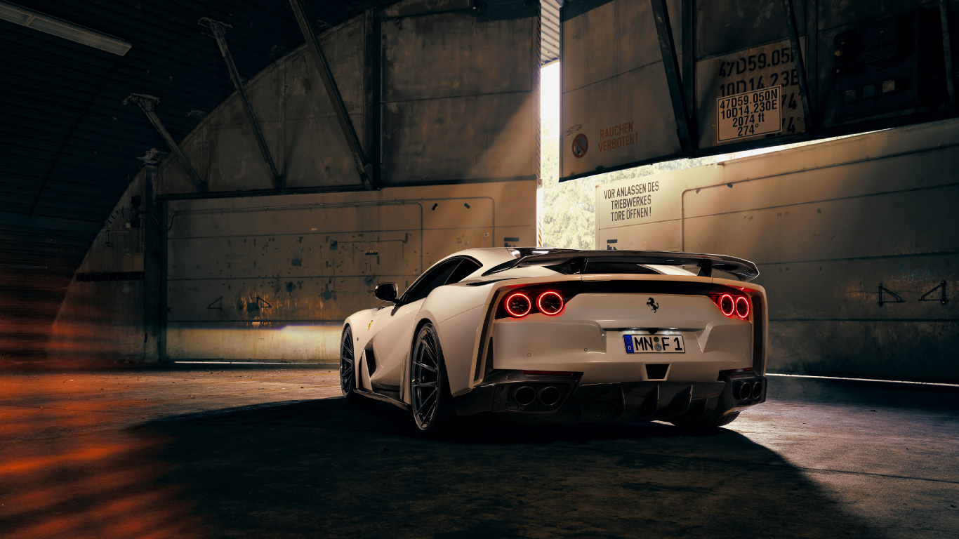 White Porsche 911 Parked in Garage. Wallpaper in 1366x768 Resolution