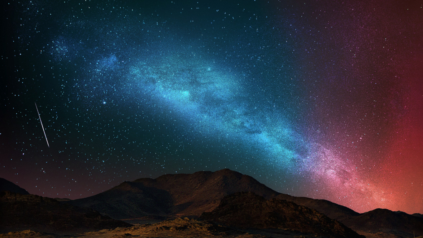 Nature, Aurora, Atmosphere, Night, Star. Wallpaper in 1366x768 Resolution