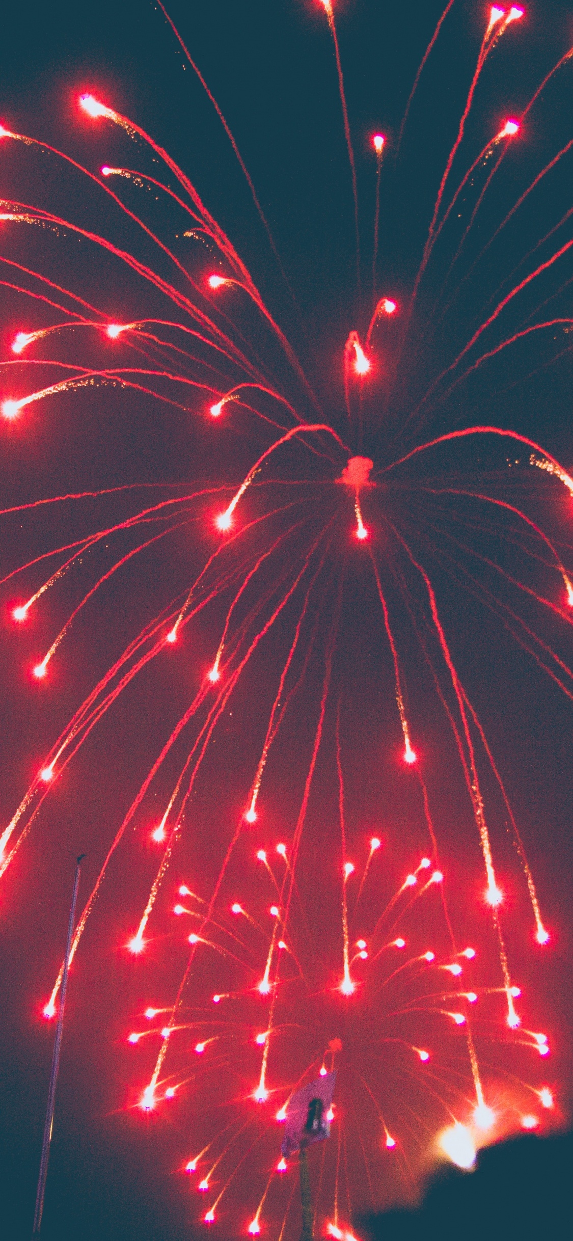 Fireworks, Red, New Years Day, Midnight, Pink. Wallpaper in 1125x2436 Resolution