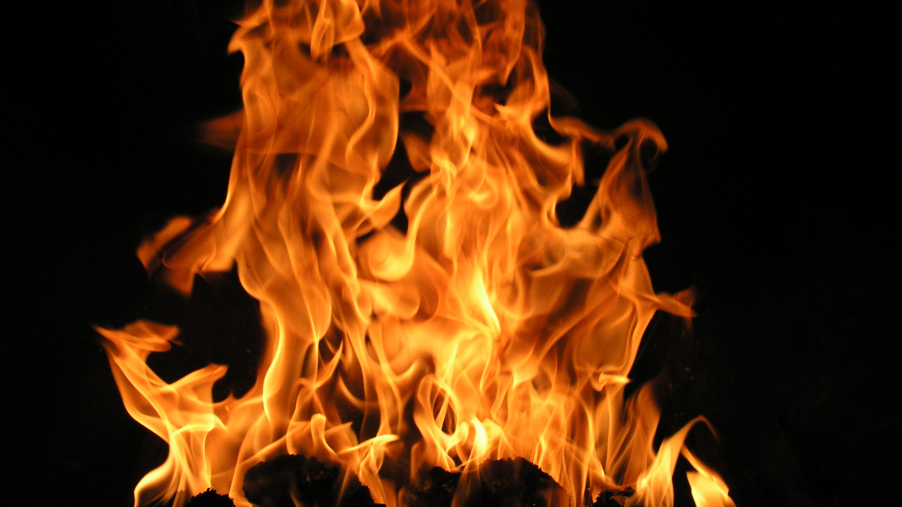 Fire in Black Background With Black Background. Wallpaper in 1280x720 Resolution