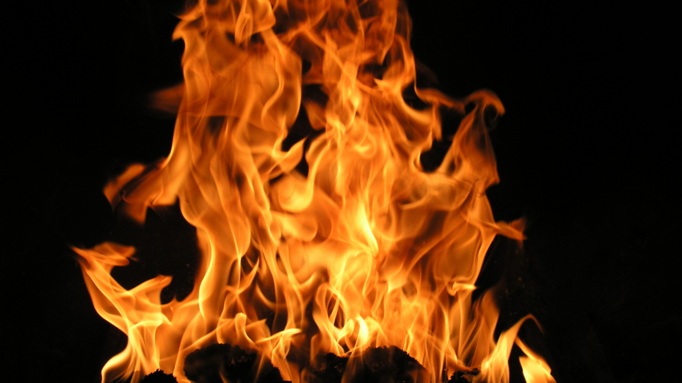 Fire in Black Background With Black Background. Wallpaper in 1366x768 Resolution