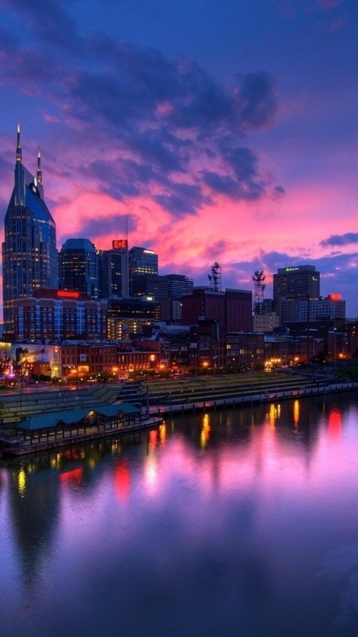 日落, 城市, 城市景观, 天际线, 反射 壁纸 720x1280 允许