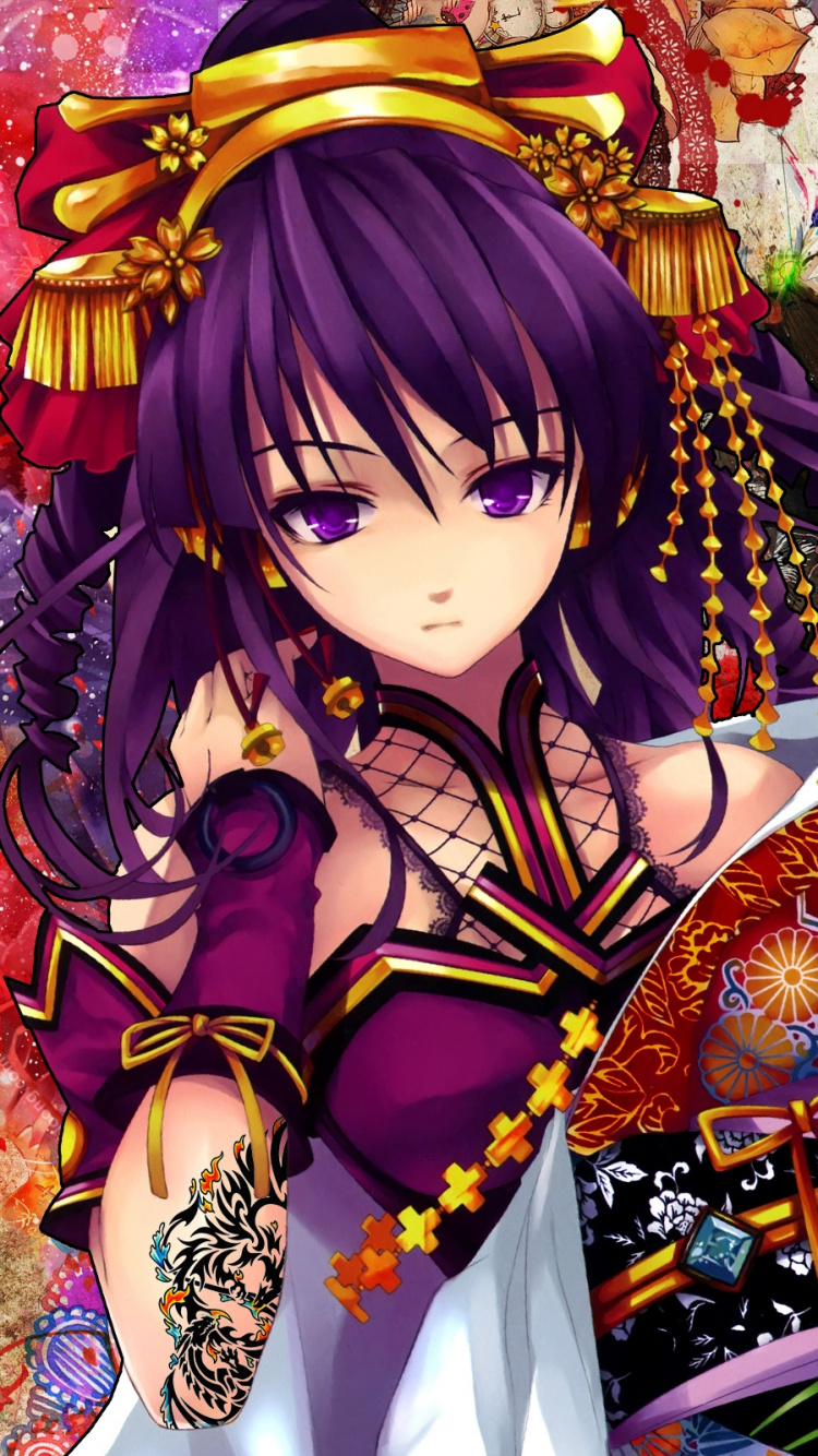 Femme en Personnage D'anime Kimono Rouge et Blanc. Wallpaper in 750x1334 Resolution