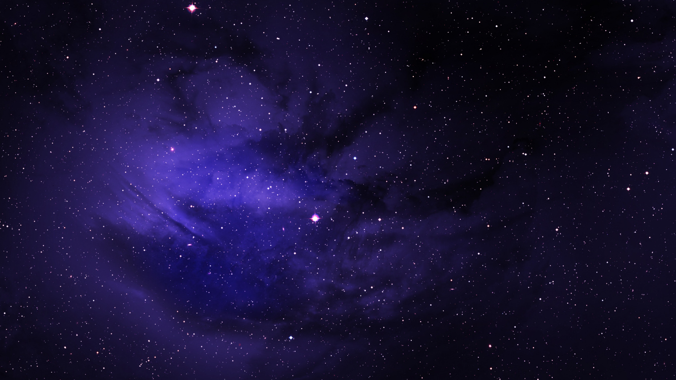 Purple and Black Galaxy Sky. Wallpaper in 1366x768 Resolution