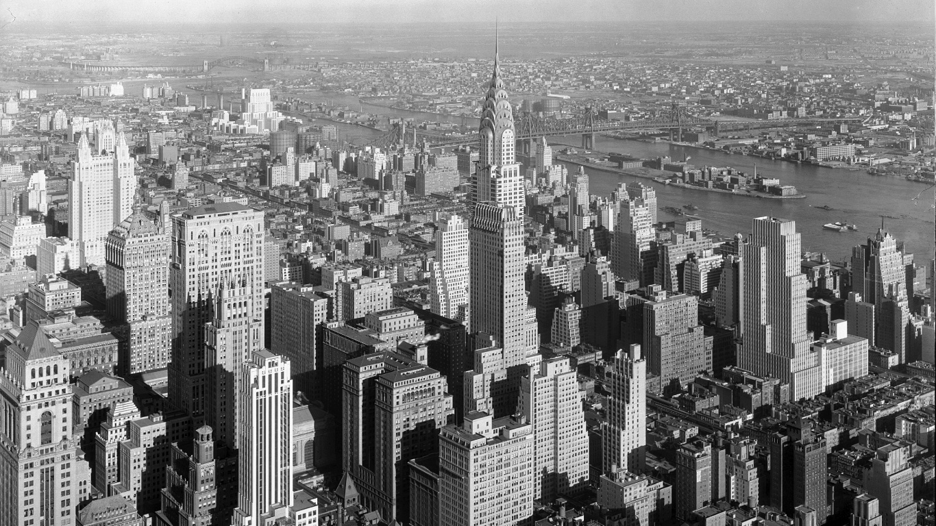 Grayscale Photo of City Buildings. Wallpaper in 1366x768 Resolution