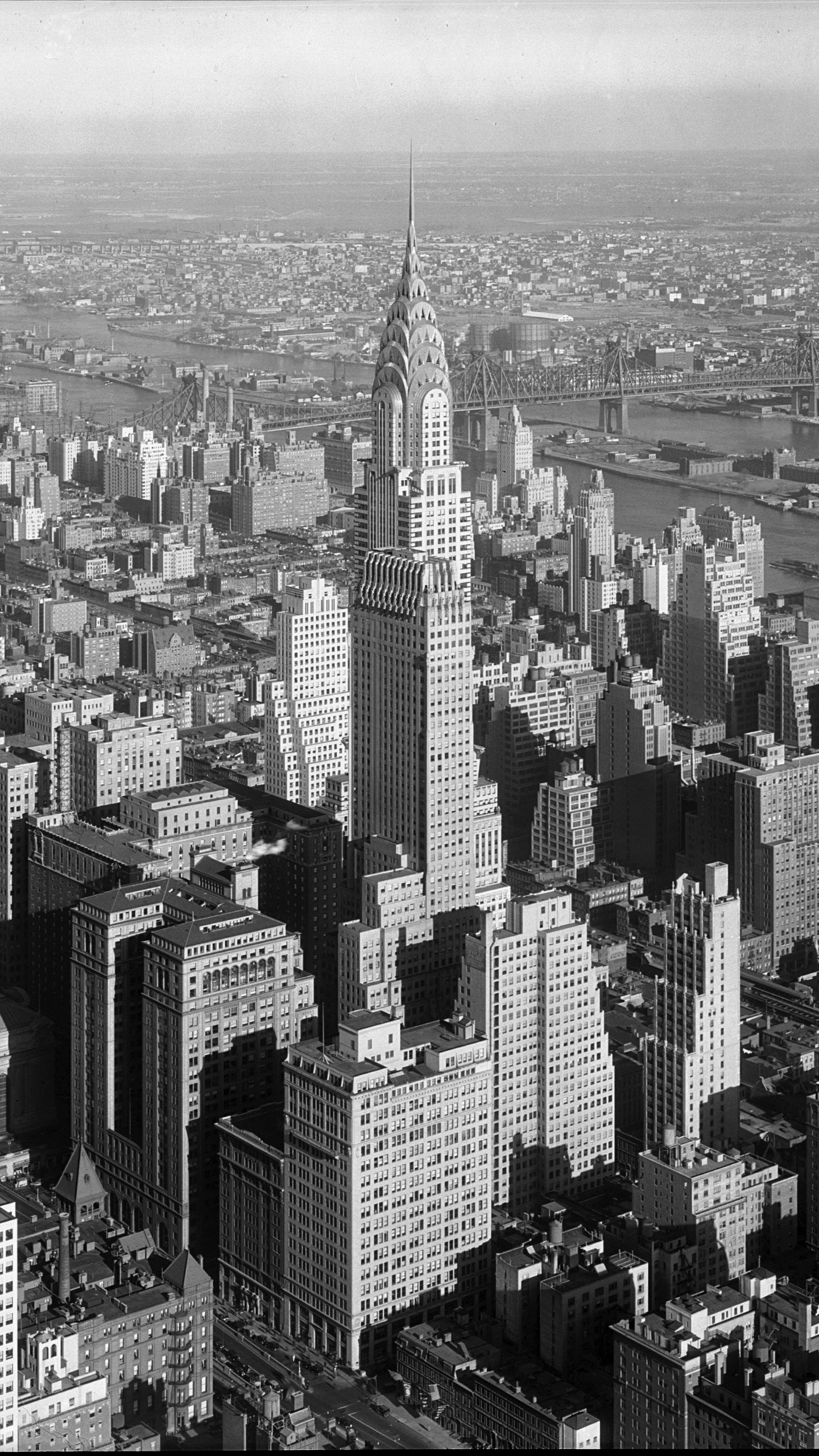 Grayscale Photo of City Buildings. Wallpaper in 1440x2560 Resolution